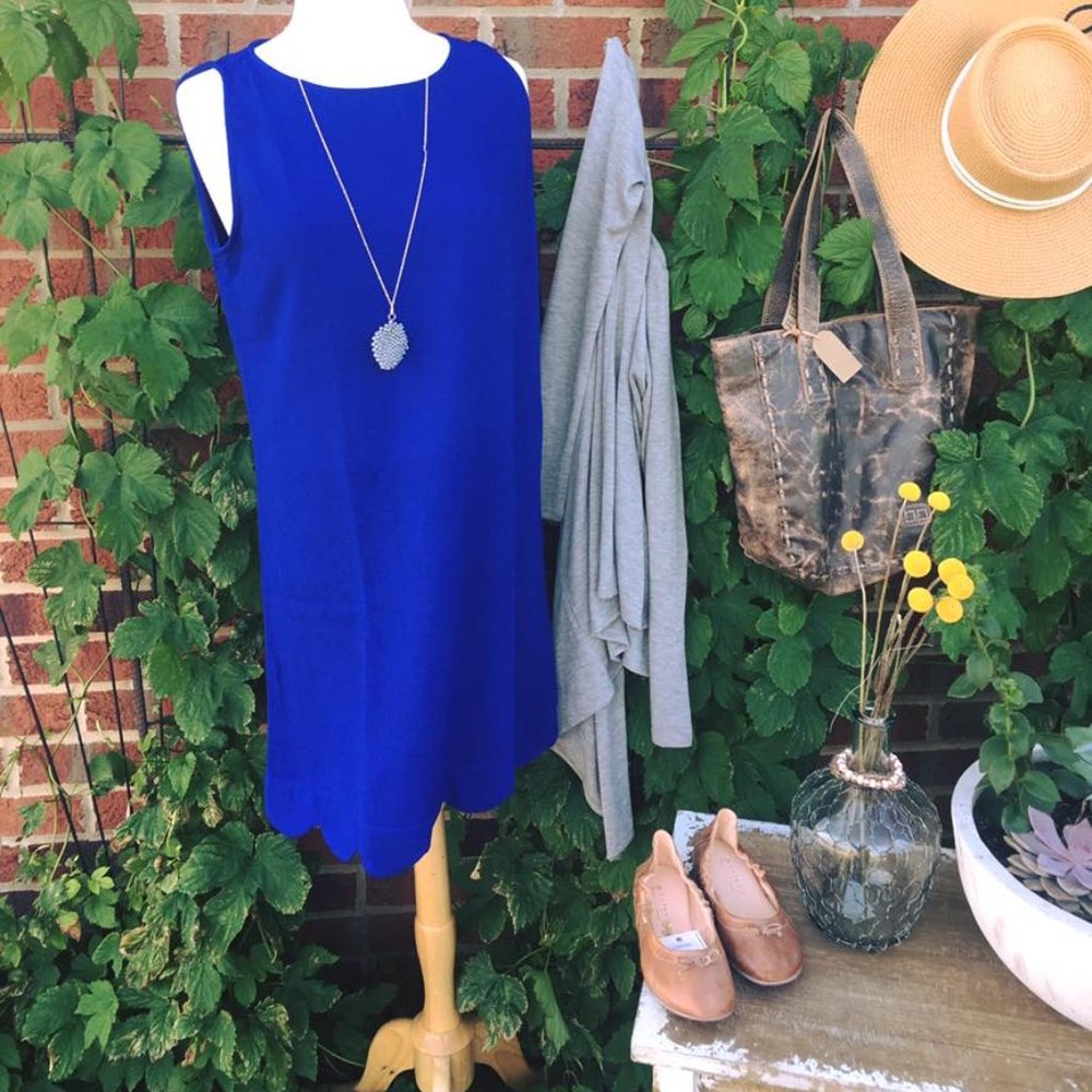 NWOT Navy Blue Scallop Bottom Tank Dress